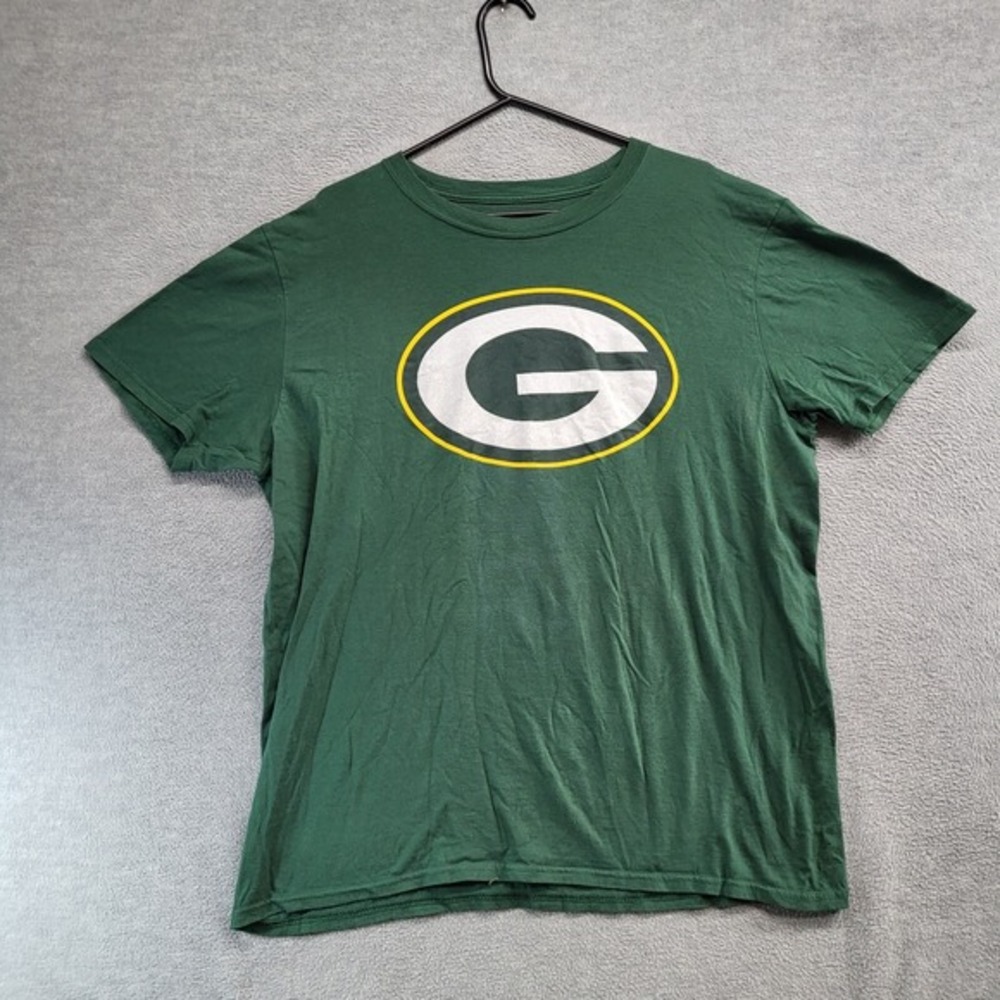 Green Bay Packers Men Shirt Large Green Logo Fanatics Aaron Rodgers 12 Tee